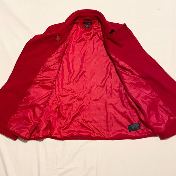 Tommy Hilfiger Red Woold Blend Peacoat Jacket Womens Large - Picture 9 of 16